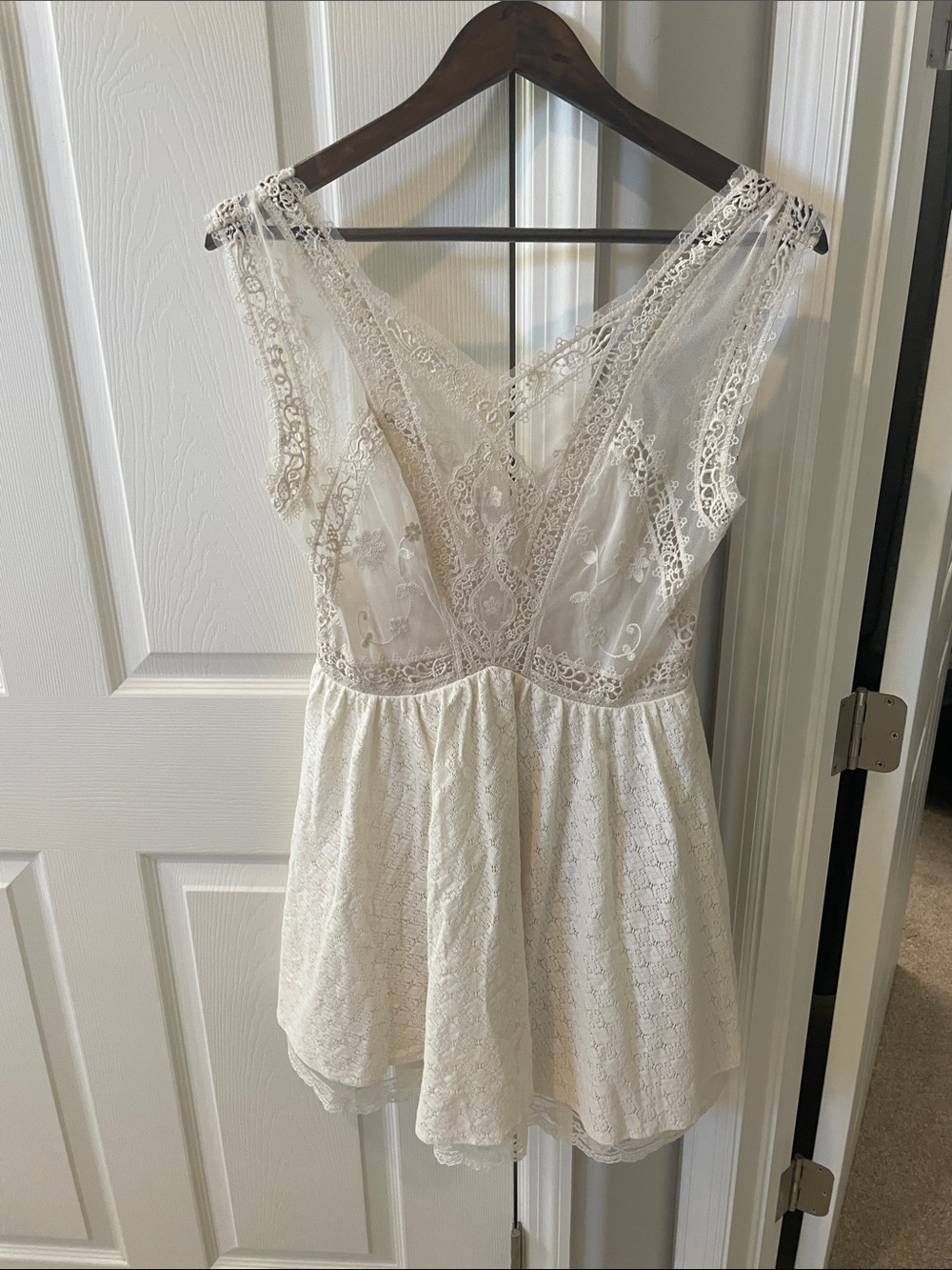 Ivory Lace V-Neck babydoll dress free people